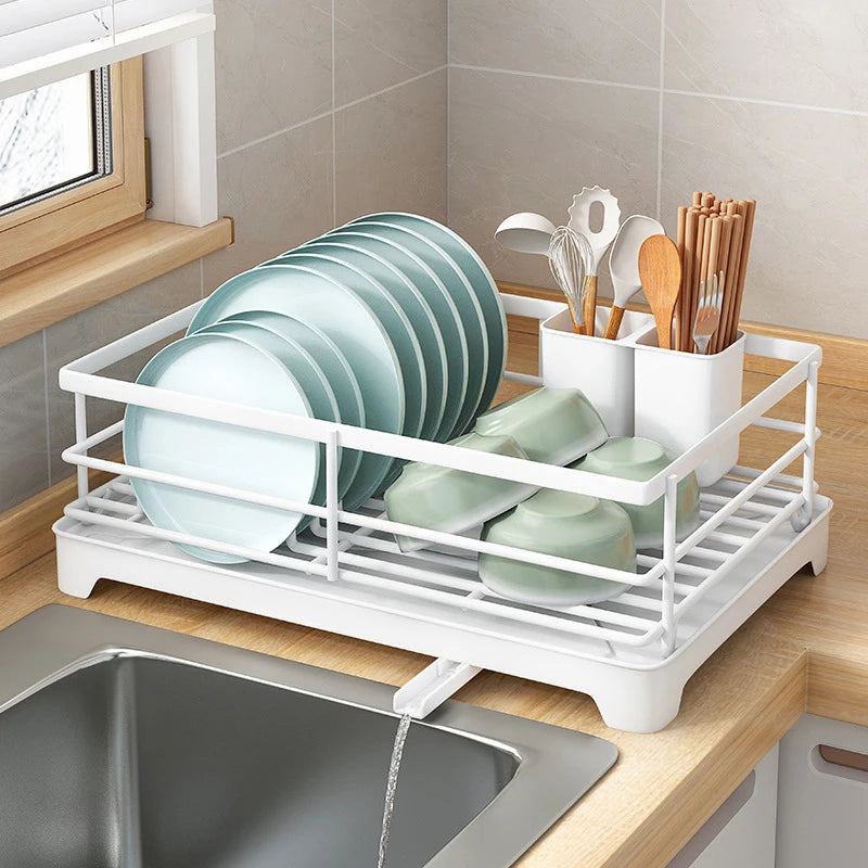 New Dish Drying Rack With Drainboard Dish Storage Racks With Removable Utensil Holder And Knife Slots Dish Drainer Kitchen Sink