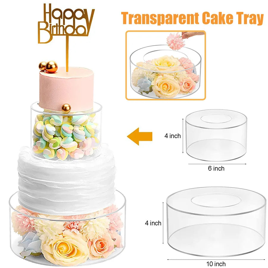 1PC Acrylic Cake Display Board Round Cake Edge Smoother Scraper Tray DIY Cake Refillable Board Base Clear Cake Stand Tools