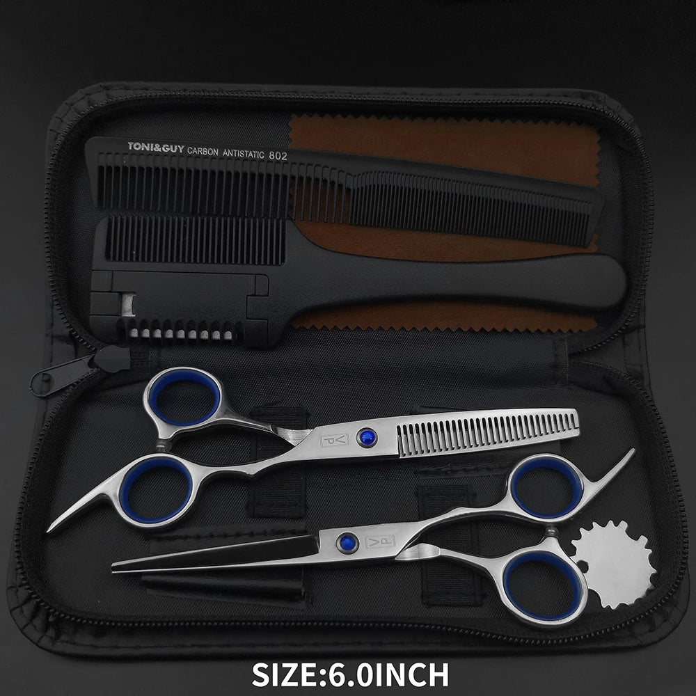 Professional Hairdressing Haircut Scissors 6 Inch 440C Barber Shop Hairdresser's Cutting Thinning Tools High Quality Salon Set