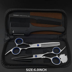 Professional Hairdressing Haircut Scissors 6 Inch 440C Barber Shop Hairdresser's Cutting Thinning Tools High Quality Salon Set