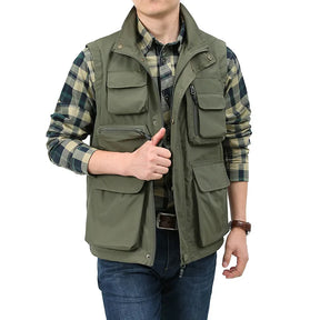 Summer Outdoor Photographer Waistcoat Men's Unloading Vest Tactical Webbed Gear Coat Tool Many Pocket Work Sleeveless Jacket Man