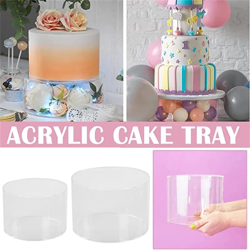 1PC Acrylic Cake Display Board Round Cake Edge Smoother Scraper Tray DIY Cake Refillable Board Base Clear Cake Stand Tools