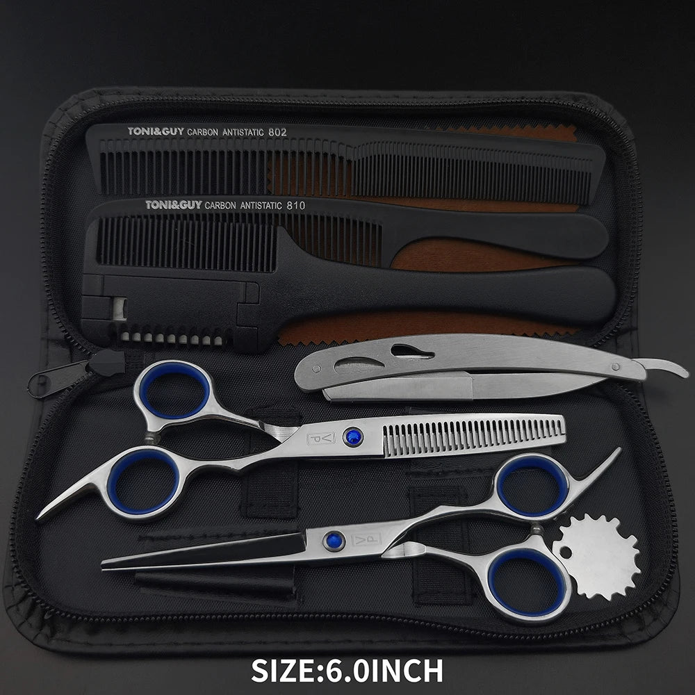Professional Hairdressing Haircut Scissors 6 Inch 440C Barber Shop Hairdresser's Cutting Thinning Tools High Quality Salon Set